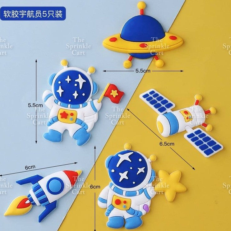 Astronaut Figurine Aviation Rocket Cupcake Decorations for Outer Space Planet Theme Birthday Party