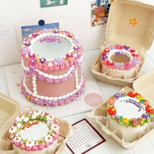 Acrylic Mirror Selfie Happy Birthday Cake DIY Round Heart Shape Mirror Topper Decoration