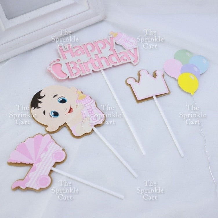 Castle Prince Princess Cake Paper and Acrylic Topper TSC