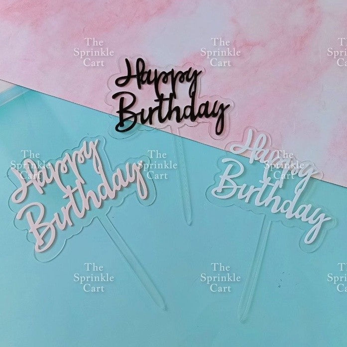 Acrylic Glitter Paper Happy Birthday Mr & Mrs Girl Boy Cake Topper Party Supplies