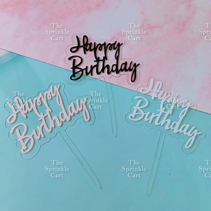 Acrylic Glitter Paper Happy Birthday Mr & Mrs Girl Boy Cake Topper Party Supplies
