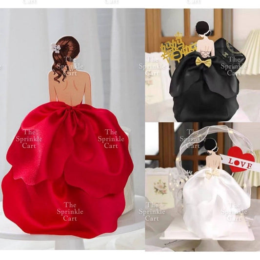 Back Noble Dress and Mannequin Cake Topper Birthday Wedding Anniversary Cake Decoration TSC