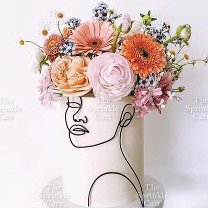 Minimalist Acrylic Flower / Face Girl Birthday Wedding Cake Decoration