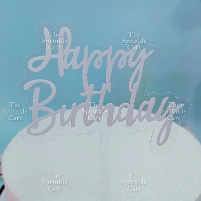 Acrylic Glitter Paper Happy Birthday Mr & Mrs Girl Boy Cake Topper Party Supplies