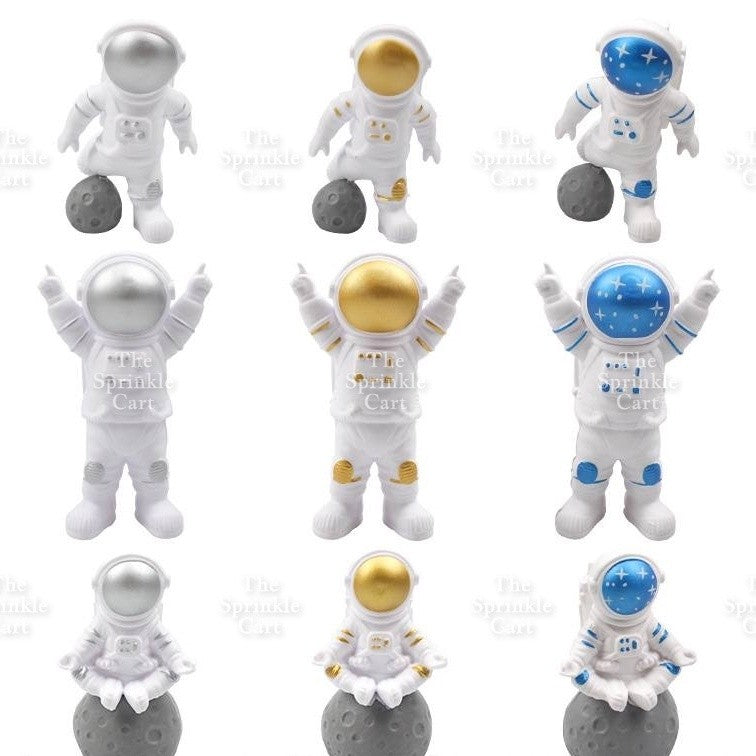 Astronaut Figurine Aviation Rocket Cupcake Decorations for Outer Space Planet Theme Birthday Party