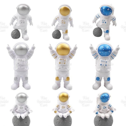 Astronaut Figurine Aviation Rocket Cupcake Decorations for Outer Space Planet Theme Birthday Party