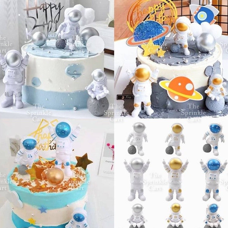 Astronaut Figurine Aviation Rocket Cupcake Decorations for Outer Space Planet Theme Birthday Party