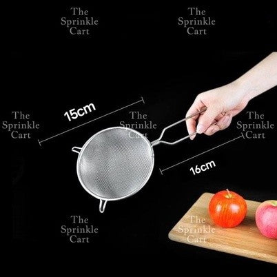 Double Ears Fine Mesh Strainer Flour Sifter Colander Stainless Steel Kitchen Baking Cooking