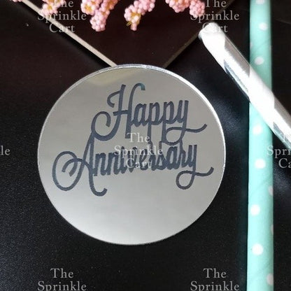 5pcs Acrylic Cupcake Topper Happy Birthday Merry CMAS Mother’s Day Round Cake Decoration