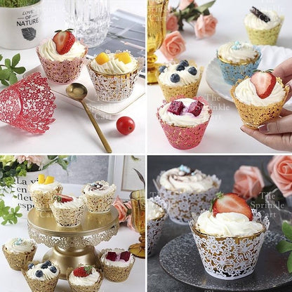 10pcs Cupcake Wrapper Liner Laser Cut Hollow Baking Cup Wedding Birthday Party Decorations TSC