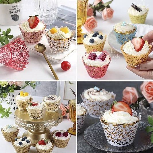 10pcs Cupcake Wrapper Liner Laser Cut Hollow Baking Cup Wedding Birthday Party Decorations TSC