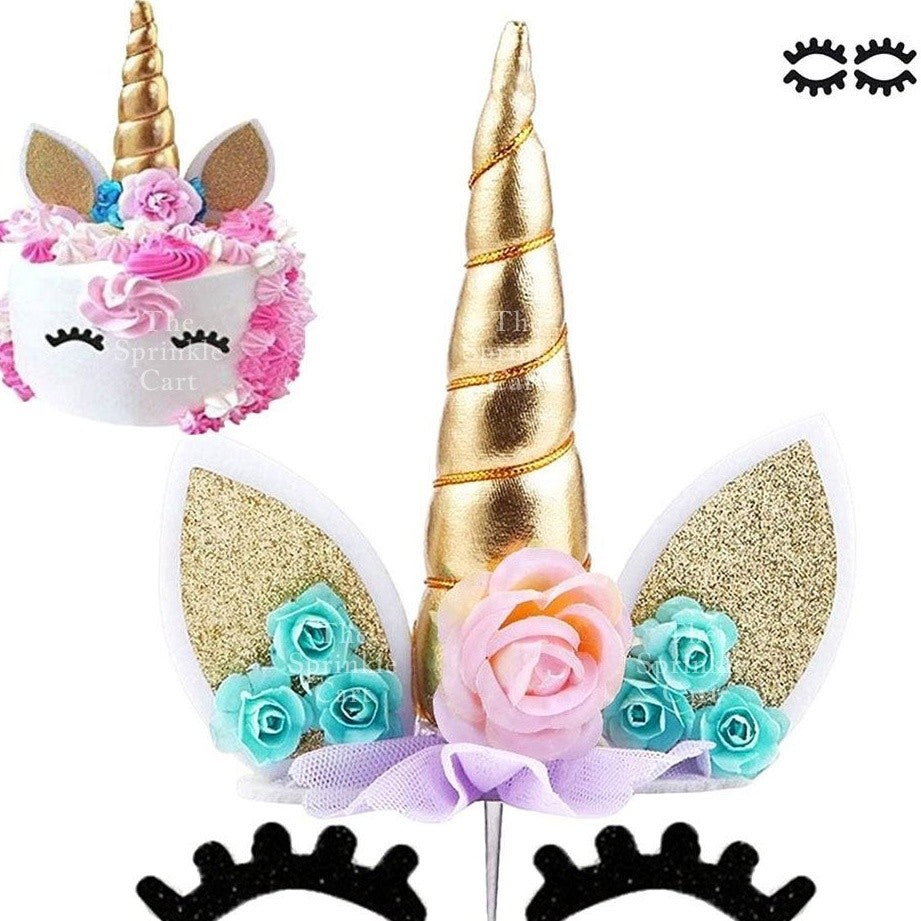 Unicorn Themed Cake Topper Birthday Decoration Happy Birthday Unicorn Horn Cupcake Set