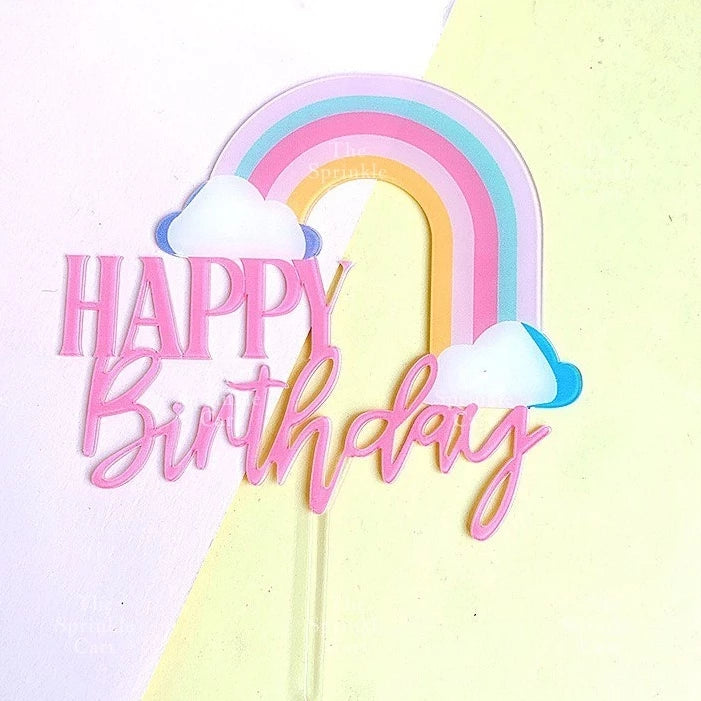 Acrylic Glitter Paper Happy Birthday Mr & Mrs Girl Boy Cake Topper Party Supplies