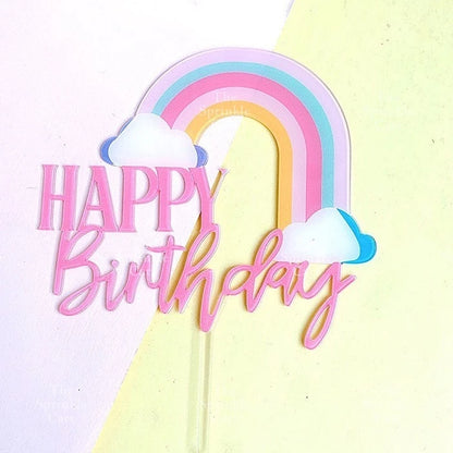 Acrylic Glitter Paper Happy Birthday Mr & Mrs Girl Boy Cake Topper Party Supplies