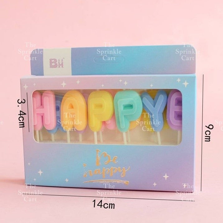 Happy Birthday Cake Candle Pastel Rainbow Gold Silver Birthday Party Candle Decorations TSC