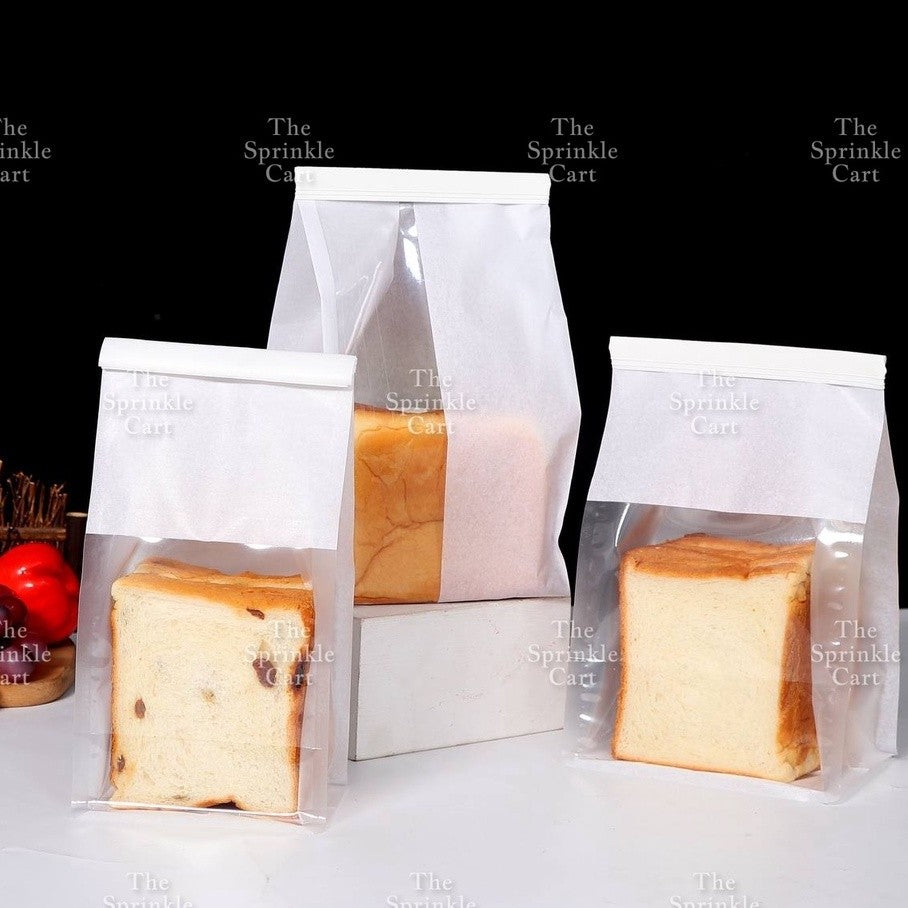 10pcs Bread Bag with Window & Basket Design Self Sealing Tie Toast Bread Pastry Packaging Bag