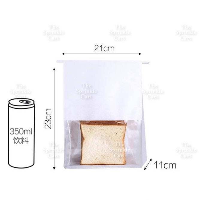 10pcs Bread Bag with Window & Basket Design Self Sealing Tie Toast Bread Pastry Packaging Bag