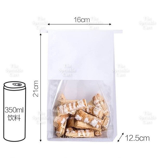 10pcs Bread Bag with Window & Basket Design Self Sealing Tie Toast Bread Pastry Packaging Bag