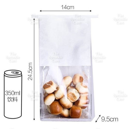 10pcs Bread Bag with Window & Basket Design Self Sealing Tie Toast Bread Pastry Packaging Bag