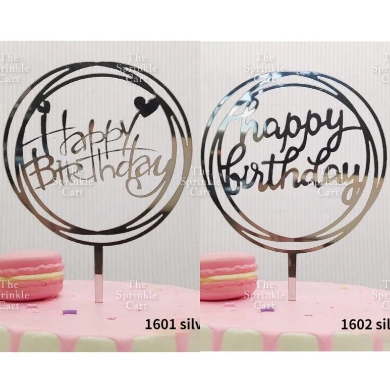 Acrylic Glitter Paper Happy Birthday Mr & Mrs Girl Boy Cake Topper Party Supplies