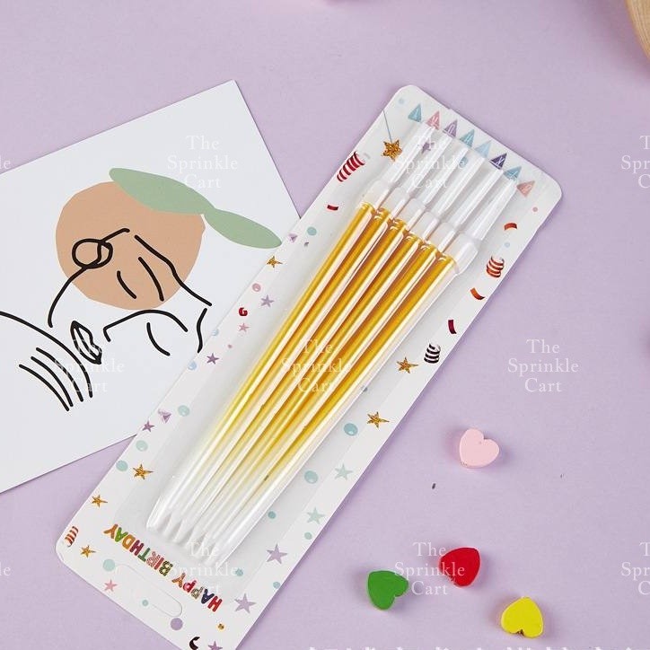 Metallic Long Straight Candle Happy Birthday Cake Party Supplies