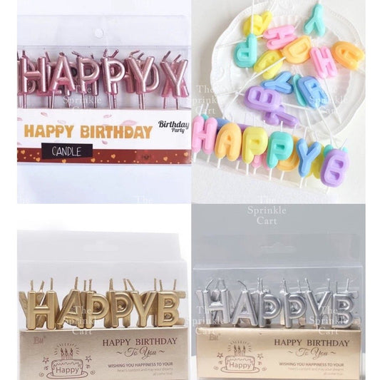 Happy Birthday Cake Candle Pastel Rainbow Gold Silver Birthday Party Candle Decorations TSC