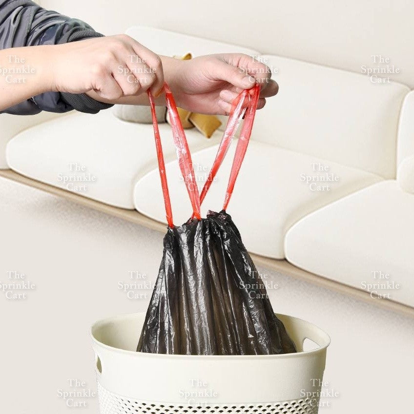 Drawstring Garbage Bag Roll Thickened Trash Bag Disposable Plastic Household Kitchen Trash Bag