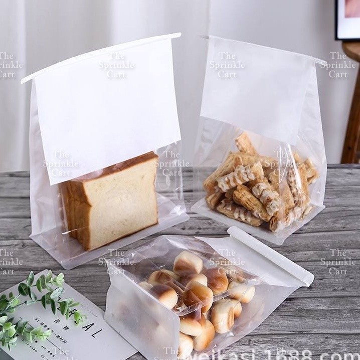 10pcs Bread Bag with Window & Basket Design Self Sealing Tie Toast Bread Pastry Packaging Bag
