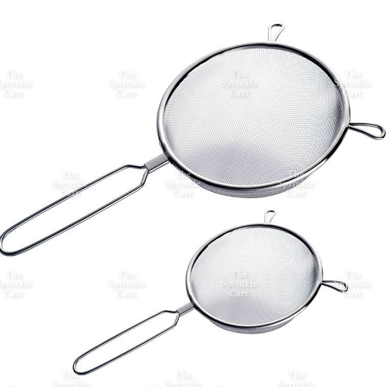 Double Ears Fine Mesh Strainer Flour Sifter Colander Stainless Steel Kitchen Baking Cooking