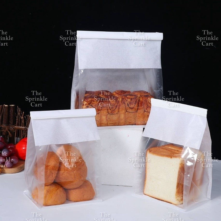10pcs Bread Bag with Window & Basket Design Self Sealing Tie Toast Bread Pastry Packaging Bag