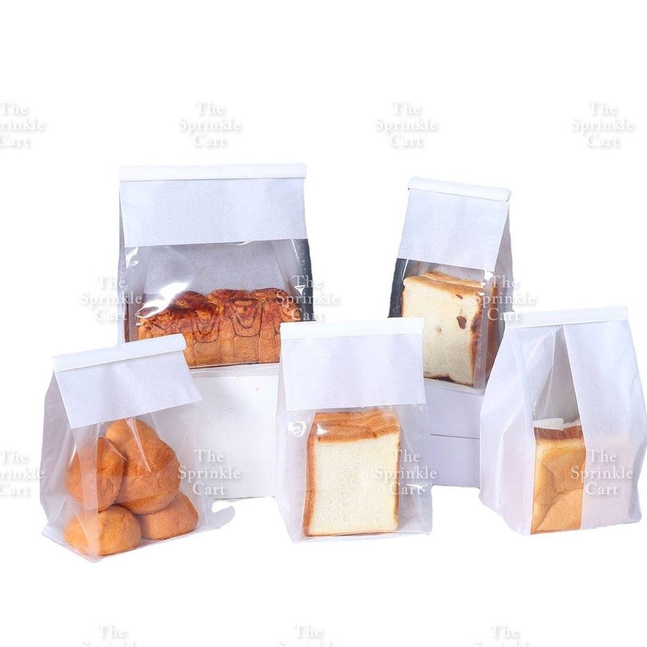 10pcs Bread Bag with Window & Basket Design Self Sealing Tie Toast Bread Pastry Packaging Bag