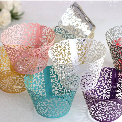10pcs Cupcake Wrapper Liner Laser Cut Hollow Baking Cup Wedding Birthday Party Decorations TSC