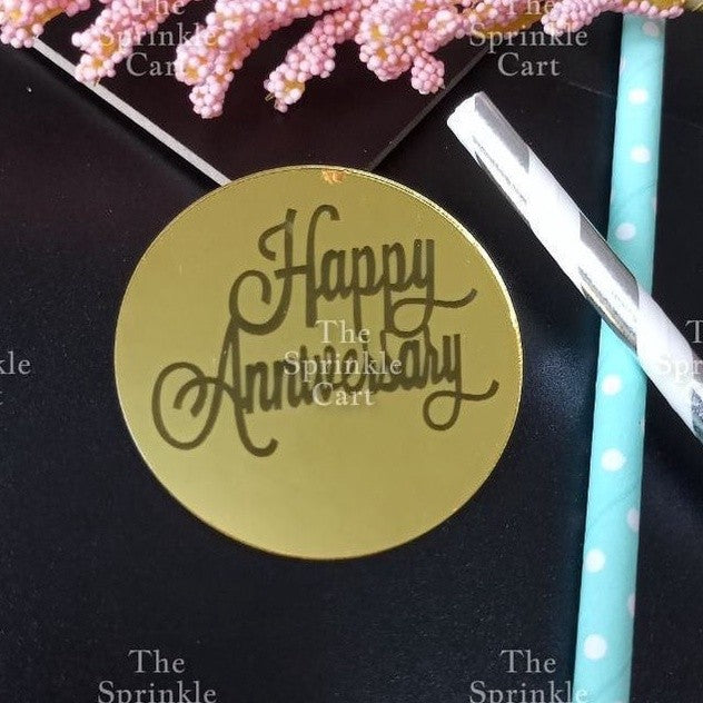 5pcs Acrylic Cupcake Topper Happy Birthday Merry CMAS Mother’s Day Round Cake Decoration