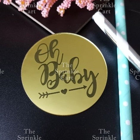 5pcs Acrylic Cupcake Topper Happy Birthday Merry CMAS Mother’s Day Round Cake Decoration