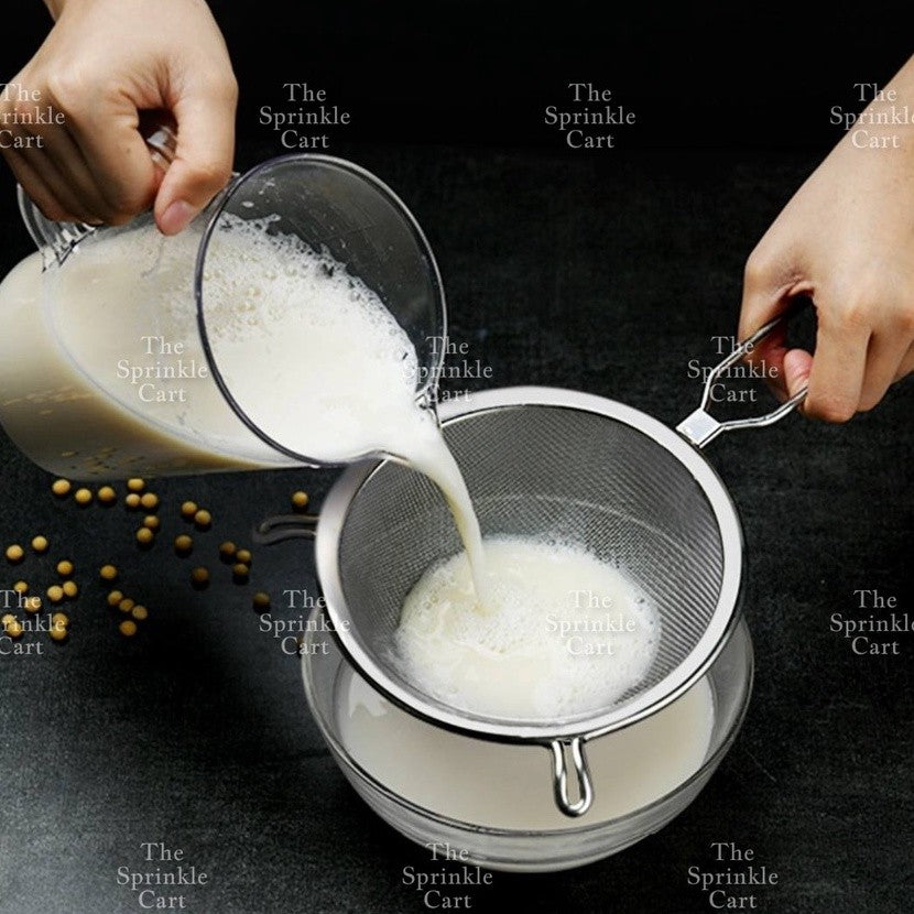 Double Ears Fine Mesh Strainer Flour Sifter Colander Stainless Steel Kitchen Baking Cooking
