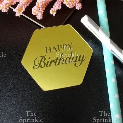 5pcs Acrylic Cupcake Topper Happy Birthday Merry CMAS Mother’s Day Round Cake Decoration