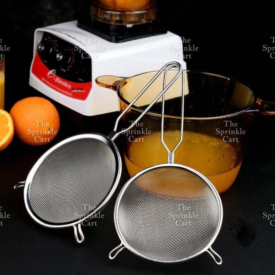 Double Ears Fine Mesh Strainer Flour Sifter Colander Stainless Steel Kitchen Baking Cooking