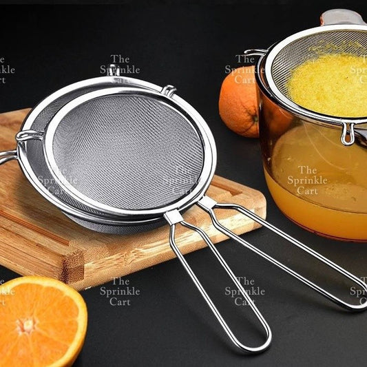 Double Ears Fine Mesh Strainer Flour Sifter Colander Stainless Steel Kitchen Baking Cooking
