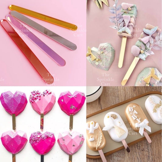 Acrylic and Wooden Ice Cream Popsicle Stick Transparent Colorful Popsicle TSC
