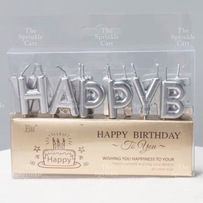 Happy Birthday Cake Candle Pastel Rainbow Gold Silver Birthday Party Candle Decorations TSC