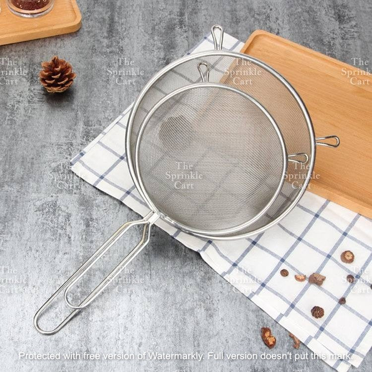 Double Ears Fine Mesh Strainer Flour Sifter Colander Stainless Steel Kitchen Baking Cooking
