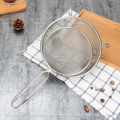 Double Ears Fine Mesh Strainer Flour Sifter Colander Stainless Steel Kitchen Baking Cooking