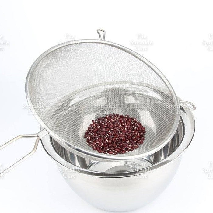 Double Ears Fine Mesh Strainer Flour Sifter Colander Stainless Steel Kitchen Baking Cooking