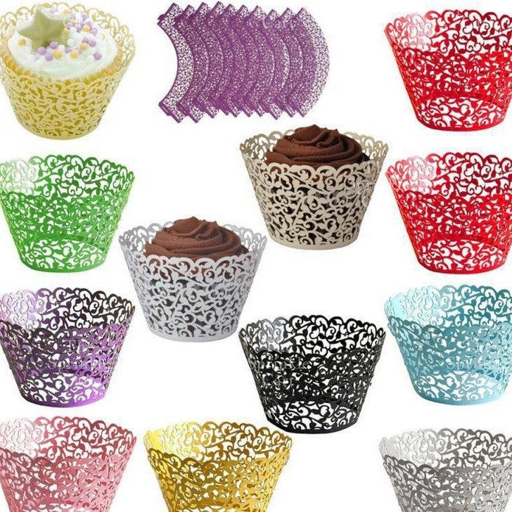 10pcs Cupcake Wrapper Liner Laser Cut Hollow Baking Cup Wedding Birthday Party Decorations TSC
