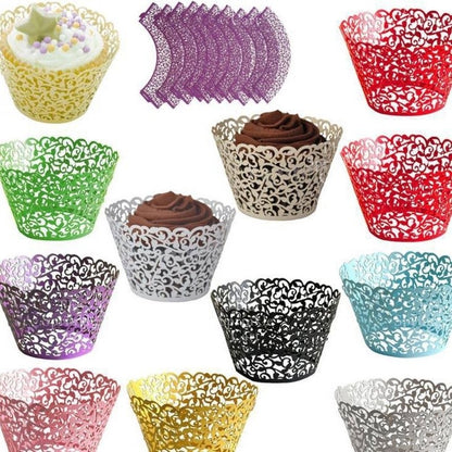 10pcs Cupcake Wrapper Liner Laser Cut Hollow Baking Cup Wedding Birthday Party Decorations TSC