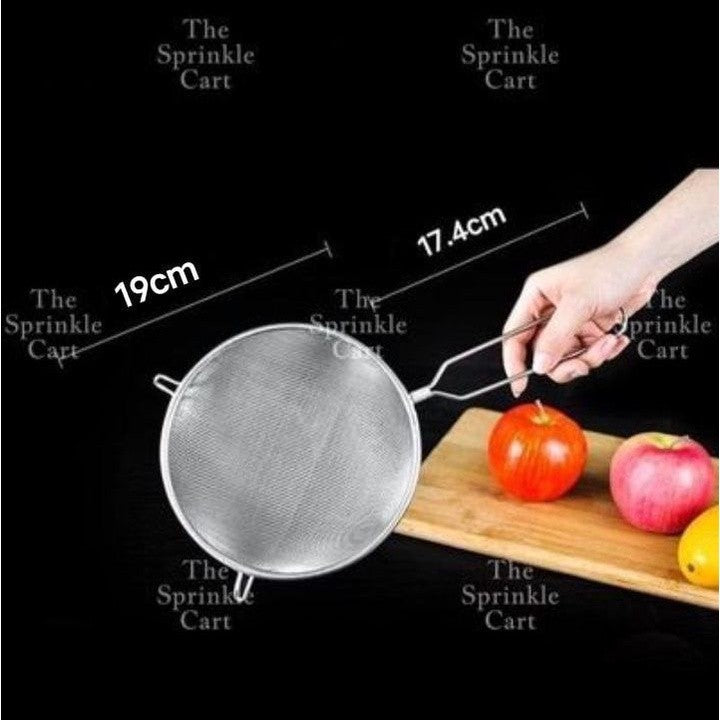 Double Ears Fine Mesh Strainer Flour Sifter Colander Stainless Steel Kitchen Baking Cooking
