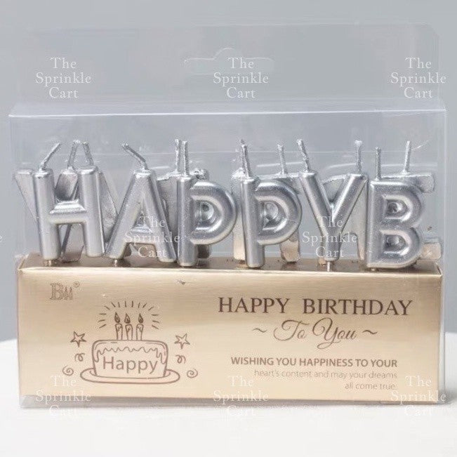 Happy Birthday Cake Candle Pastel Rainbow Gold Silver Birthday Party Candle Decorations TSC