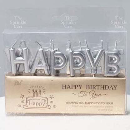 Happy Birthday Cake Candle Pastel Rainbow Gold Silver Birthday Party Candle Decorations TSC