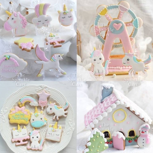 8pcs Unicorn Themed Fondant Cookie Cutter Molder for Cake Decoration