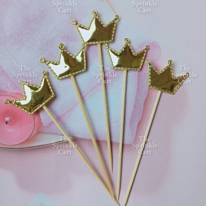 5pcs Metallic Star Heart Crown Cake Birthday Topper